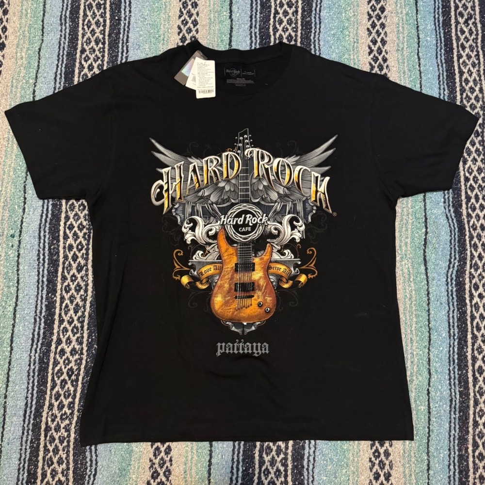 Hard Rock Cafe Pattaya T-Shirt Mens XL Black Guitar Graphic New Thailand